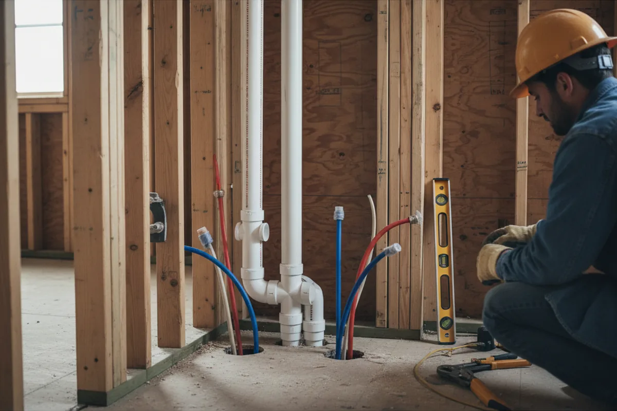 Drain and supply rough-in during Leak Detection in New Gretna