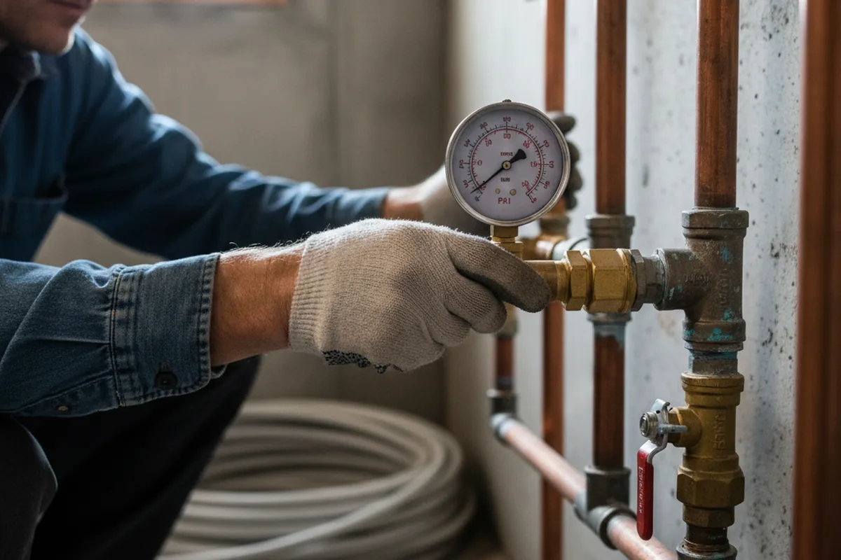 Pressure testing a repaired line during Water Line Repair in New Gretna